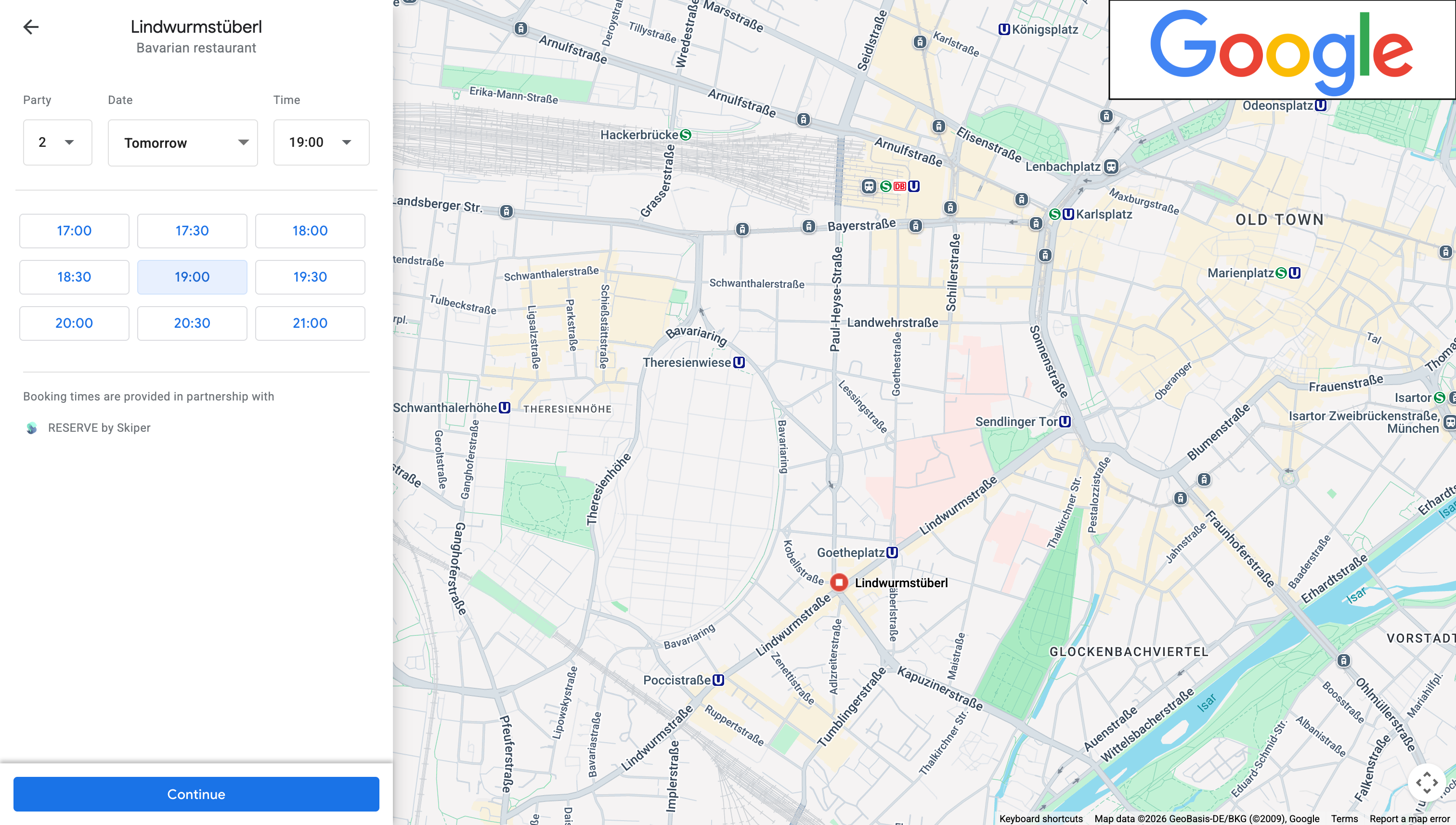 Gäste reservieren über Google Maps