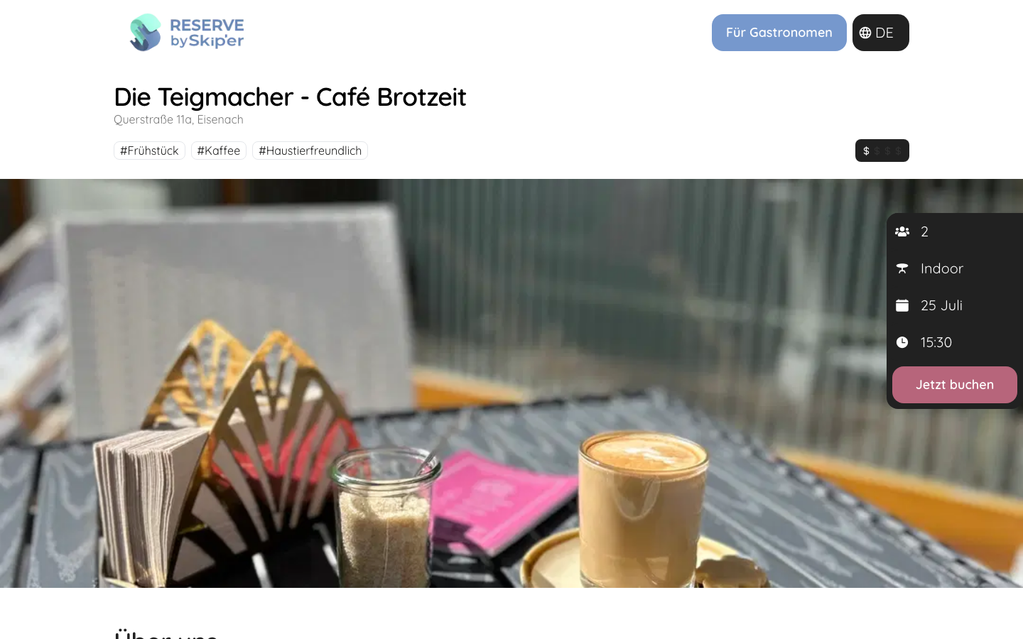 Eigene Restaurant-Website mit Reservierung von Skiper